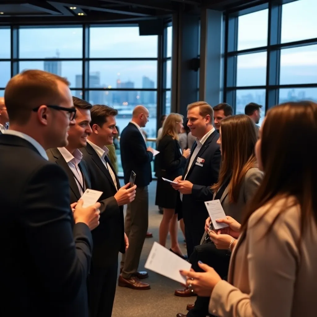 Professionals netwerken op een zakelijk evenement in Nederland