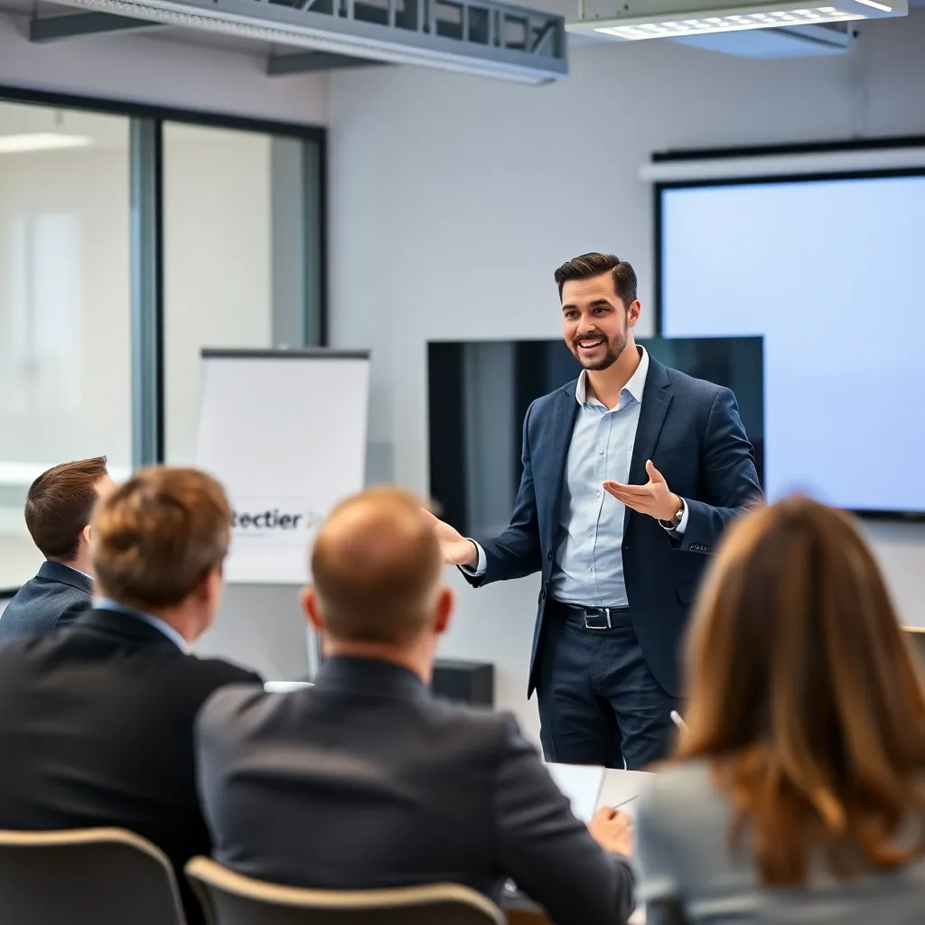 Professional geeft presentatie aan collega's
