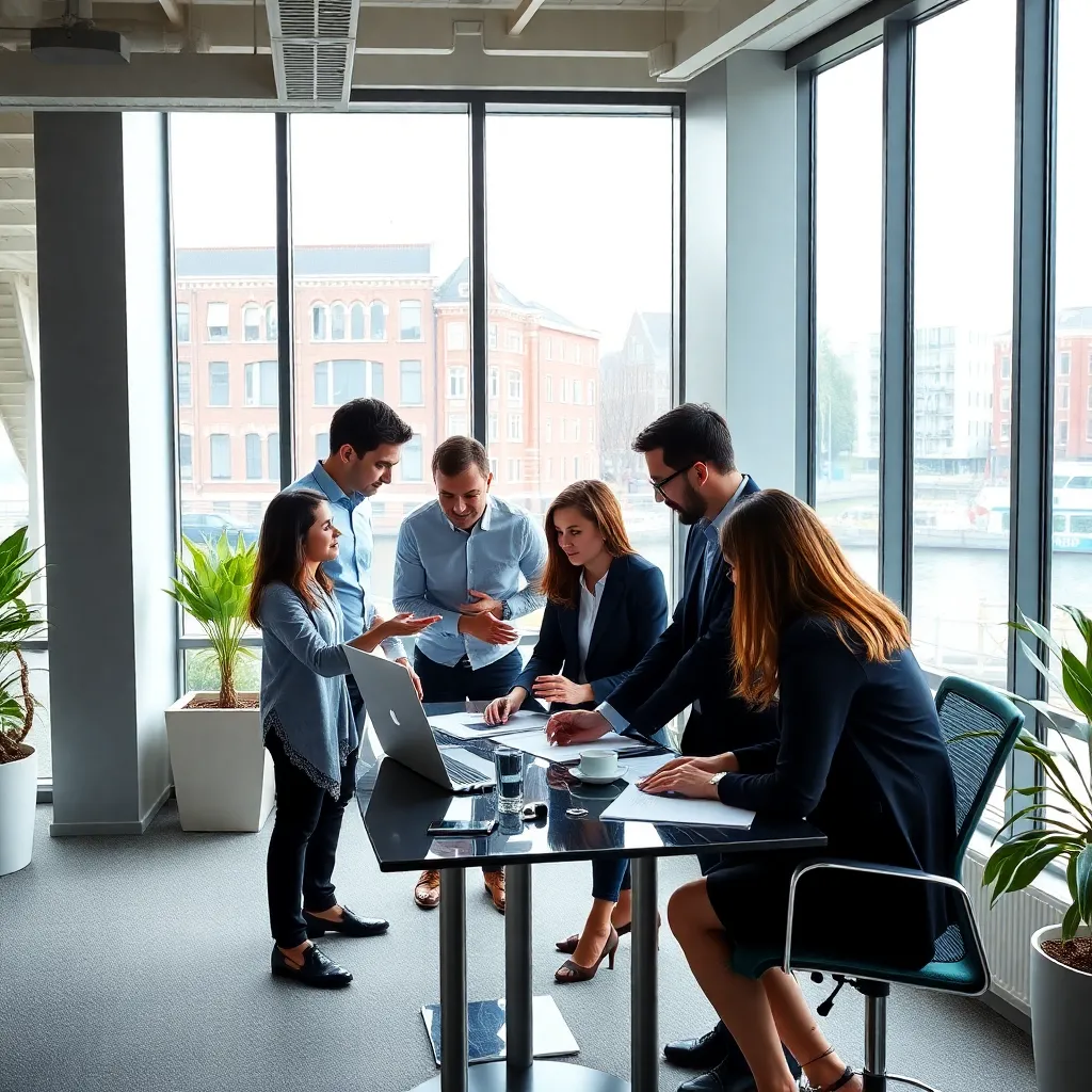 Nederlandse zakelijke presentatie in moderne vergaderruimte