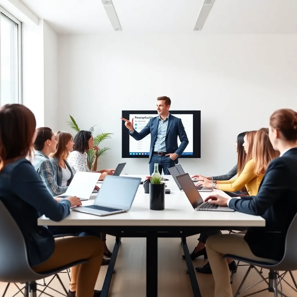 Professional die werkt aan leiderschapsvaardigheden in teamomgeving